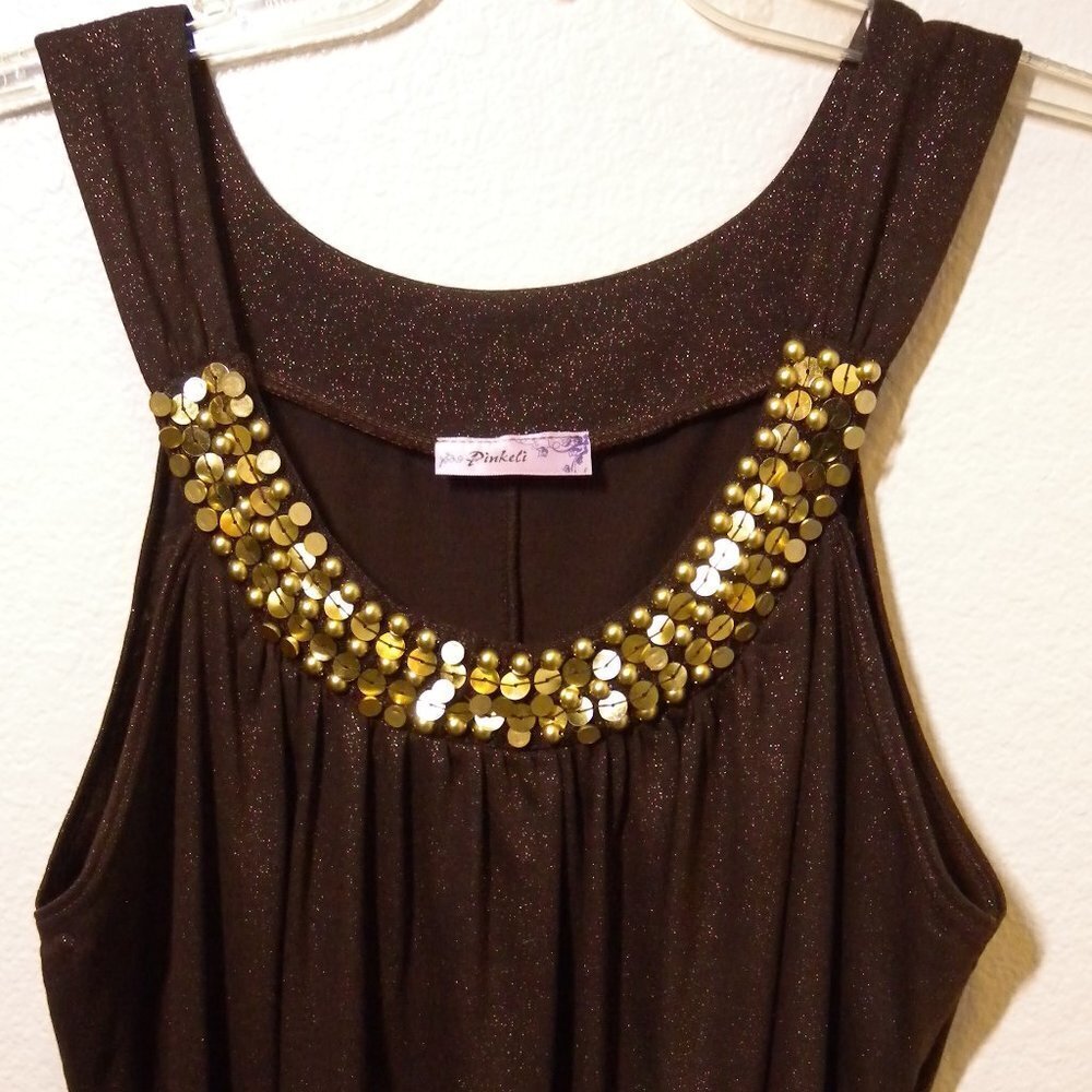 Brown & Gold Top by Pinkeli SZ 1X